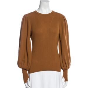 Ulla Johnson Marlis Pullover Sweater Balloon Puff Sleeve Amber 100% Wool Petite